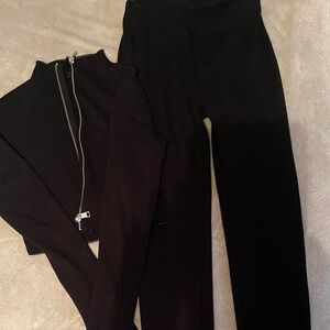 Zara Black Women's Leggings with Zipper Detail